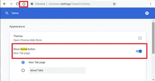 Add Home button to Chrome