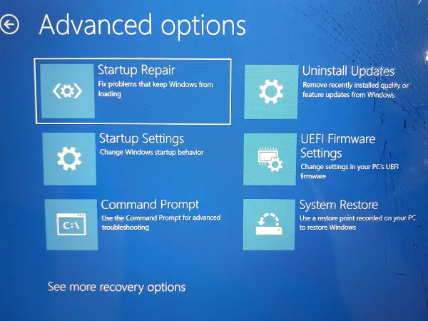 Startup Repair computer using Installation Media