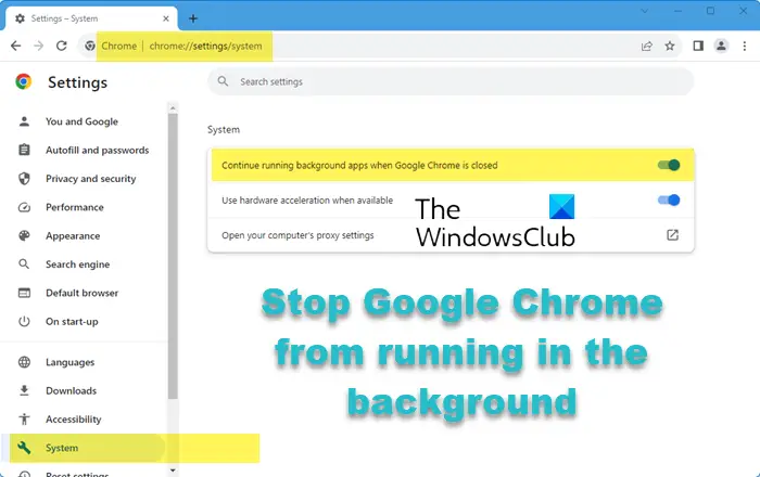 Stop Google Chrome from running in the background