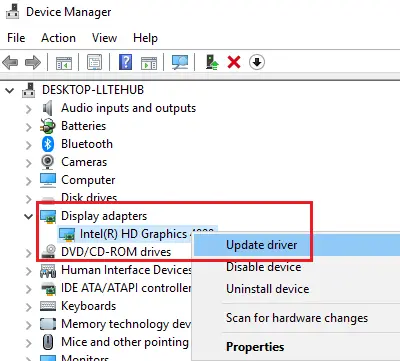 Update graphics card driver