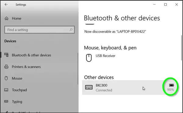 Find Bluetooth Battery level on Windows 10
