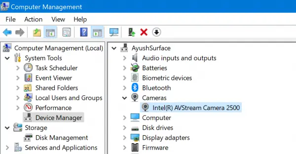 Camera Drivers Device Manager