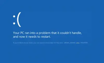 DRIVER VERIFIER DMA VIOLATION Blue screen error