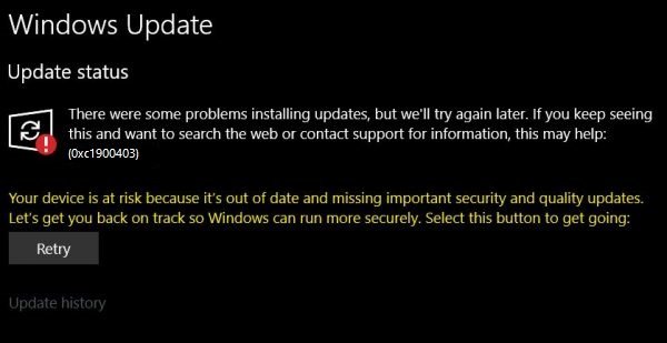 Error 0xc1900403 for Windows Updates