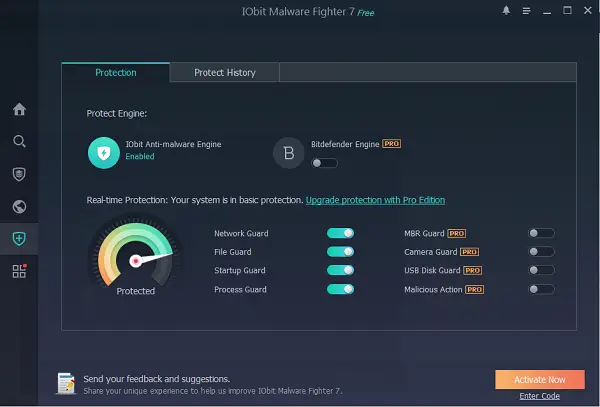 IObit Malware Fighter Free Protection stats