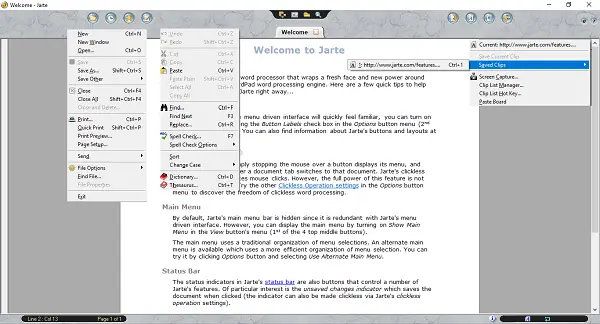 Jarte: Free portable Word Processor