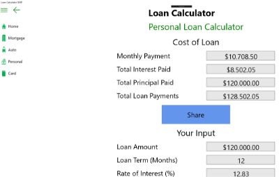 Loan Calculator UWP