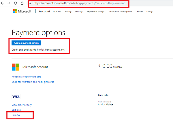 Verder Aja Voor type Error PI101 when adding or editing a payment option on Xbox