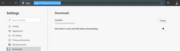 How to change default download location for new Microsoft Edge