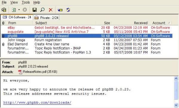 PopMan - POP3 & IMAP4 manager