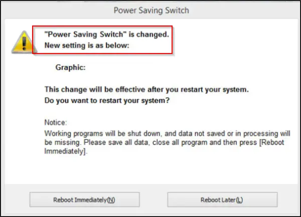 Power Saving Switch is changed