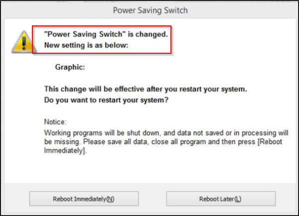 Power Saving Switch is changed