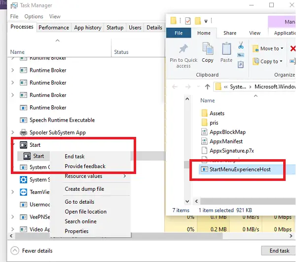 Restart Start Menu in Windows 10