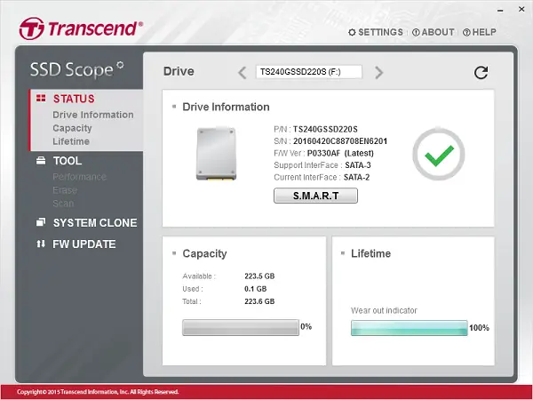 Transcend Drive Status Transcend SSD Scope