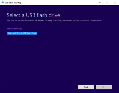 windows 10 setup cannot find usb flash drive