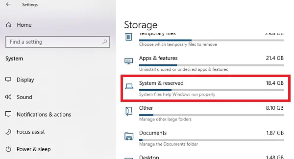 Windows 10 System and Reserved