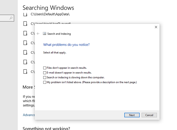 Windows Start Menu Search not searching the entire PC