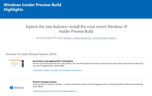 Features in the latest Windows 10 Insider Preview Build