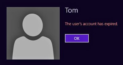 The users account has expired