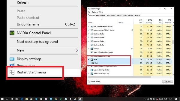 Add Restart Start Menu to Desktop Contex