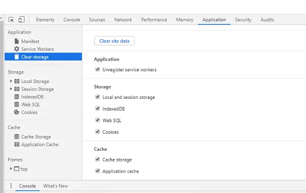 Clear Browser Cache from Developer Console