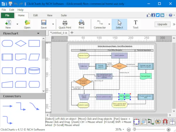 ClickCharts is a free Diagram & Flowchart software for Windows 10