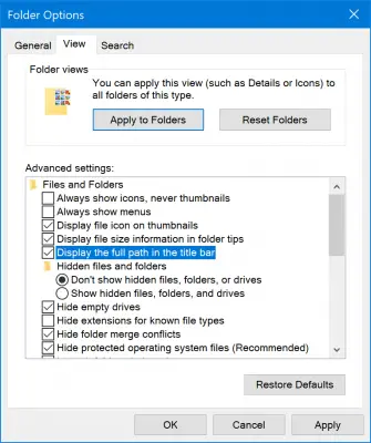 File explorer options