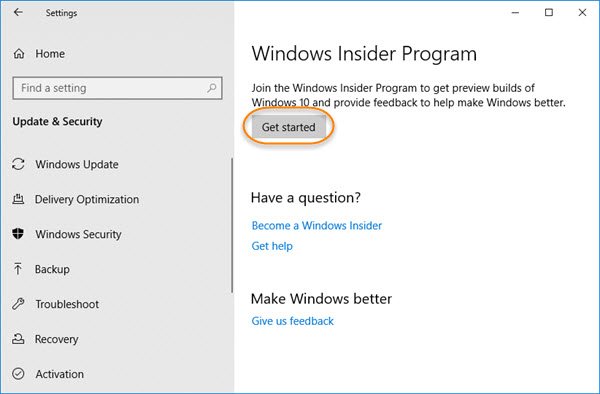 Get started button greyed out – Cannot get Windows Insider Preview
Builds