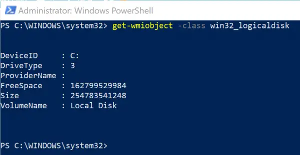 How to use Windows Powershell to find information about hard drive