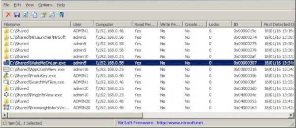 Monitor Network Opened Files on Windows