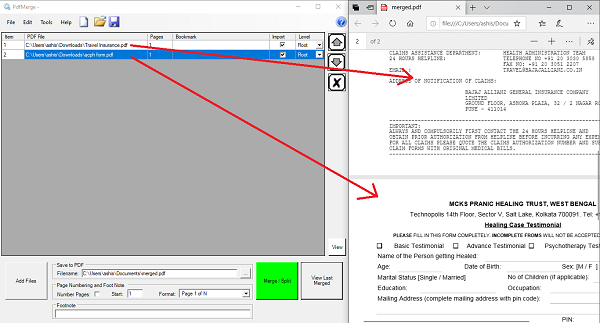 Merge multiple PDF files