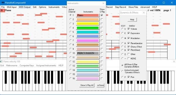 Compose MIDI music with PianoRollComposer