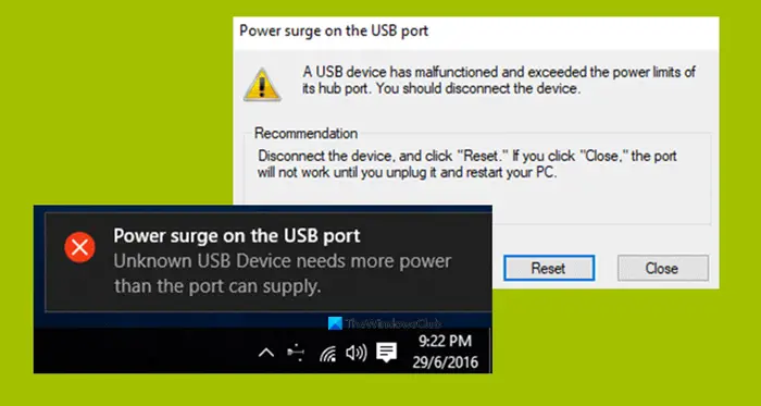 Power surge on the USB port