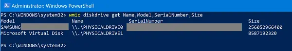 How to use Windows Powershell to find information about hard drive