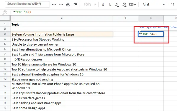 Add prefix or suffix to a range of cells in Excel