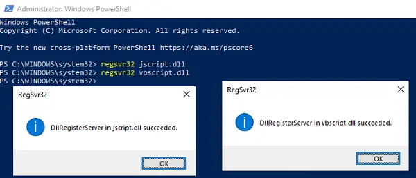 Register jscript vbscript dll