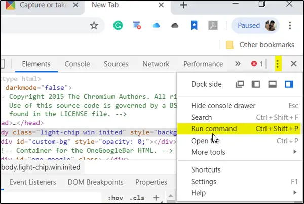 chrome full page screenshot developer tools