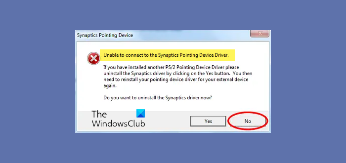 Unable to connect to Synaptics Pointing Device Driver