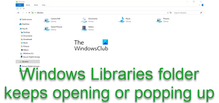 Windows Libraries folder keeps opening or popping up at startup