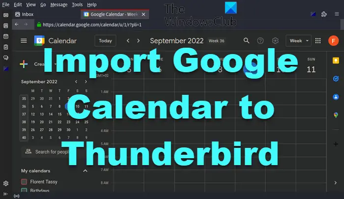 import Google Calendar to Thunderbird