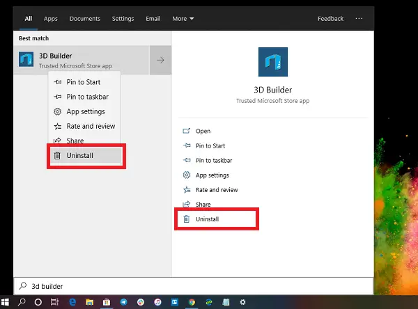 D objects or download additional ones from Microsoft How to uninstall 3D Builder App inward Windows 10