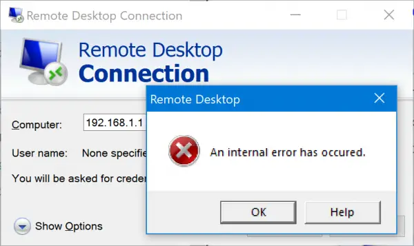 rdp security package error