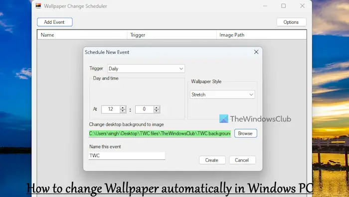 Change Wallpaper automatically in Windows PC