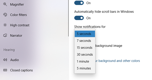 Change Windows 10 Notification timing