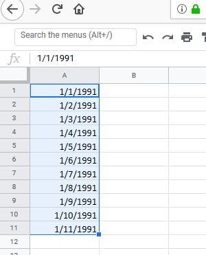 Create a list of sequential dates in Excel using the Fill handle