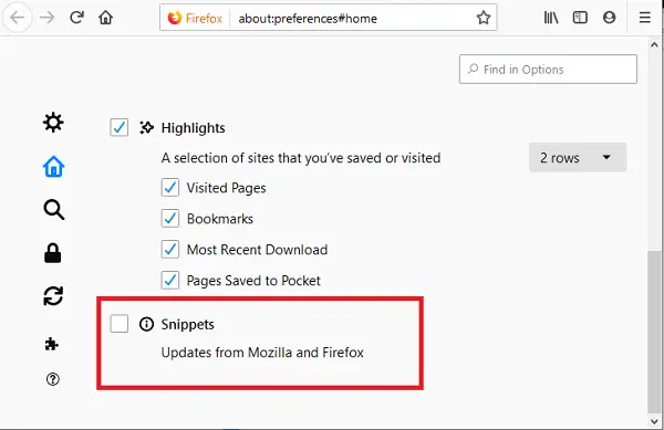 Disable Messages from Firefox in new tab