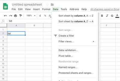 create and modify a drop-down list in Google Sheets