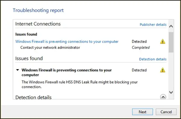 Windows Firewall is preventing connections to your computer