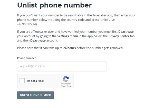 How to deactivate Truecaller account and unlist mobile number