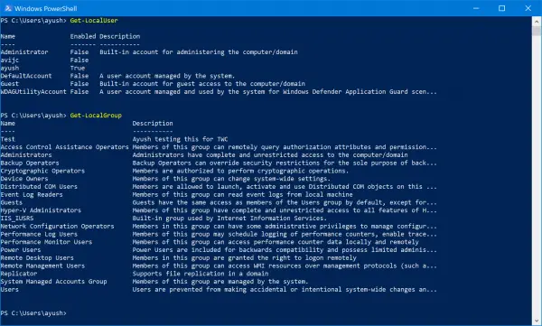 How to manage Local Users and Groups using Windows PowerShell